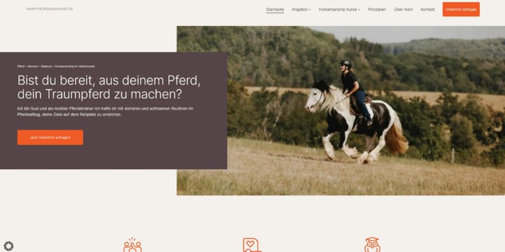 Website für Pferdetrainer Happyhorsemanship by Susanne Ehrt