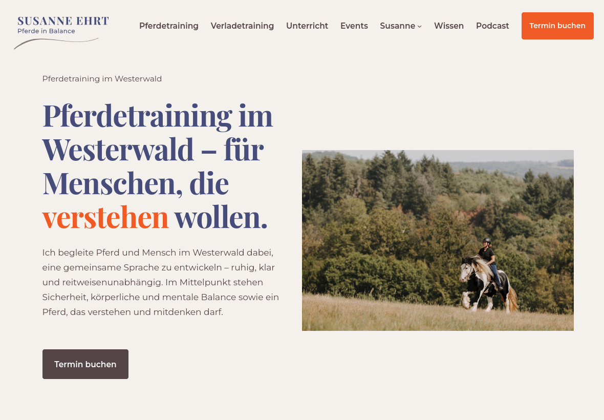 WordPress Relaunch für Pferdetrainerin Susanne Ehrt